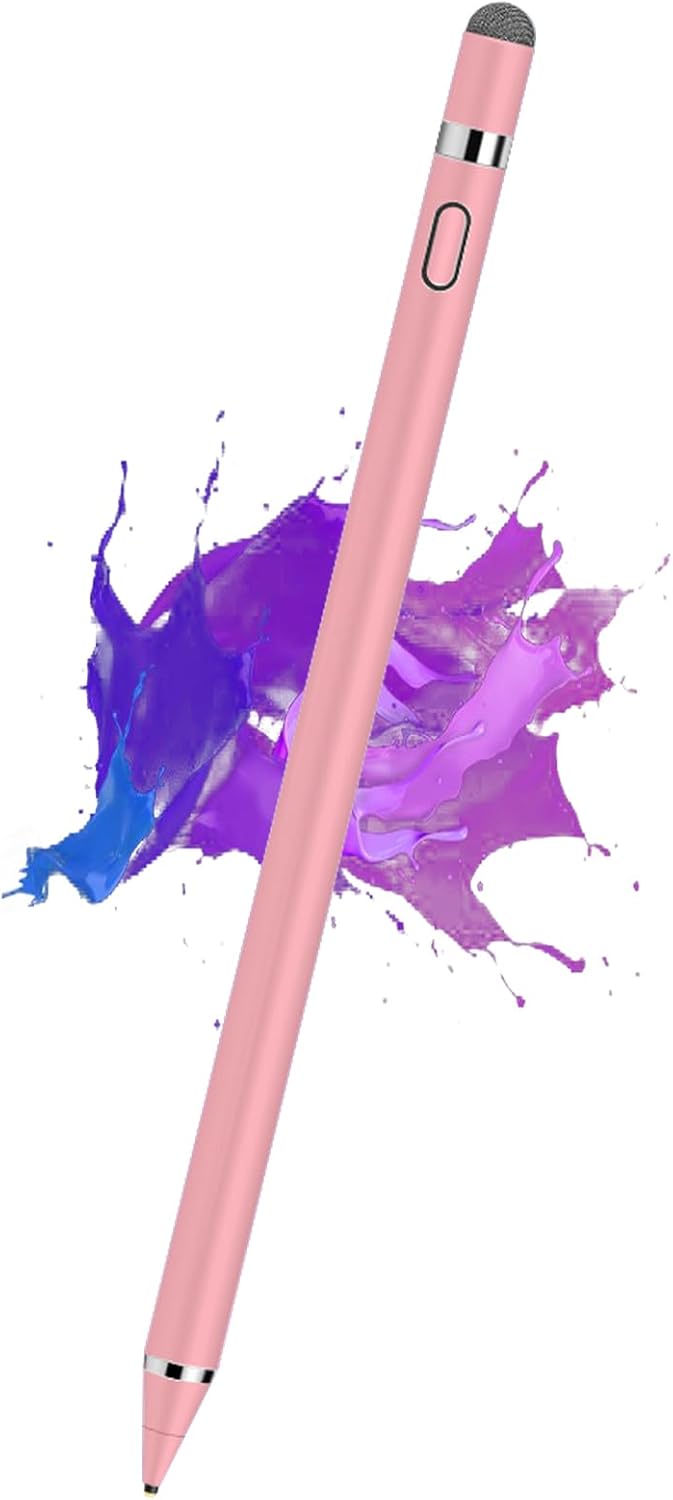 Stylus Pen for Touchscreen, Kenkor Rechargeable Digital Fine Point Active Tablet Pencil, Stylus Pen for iPhone/Android/Apple iPad Pro/Air/Mini/Samsung/Cellphone/Tablet Drawing & Writing - Pink