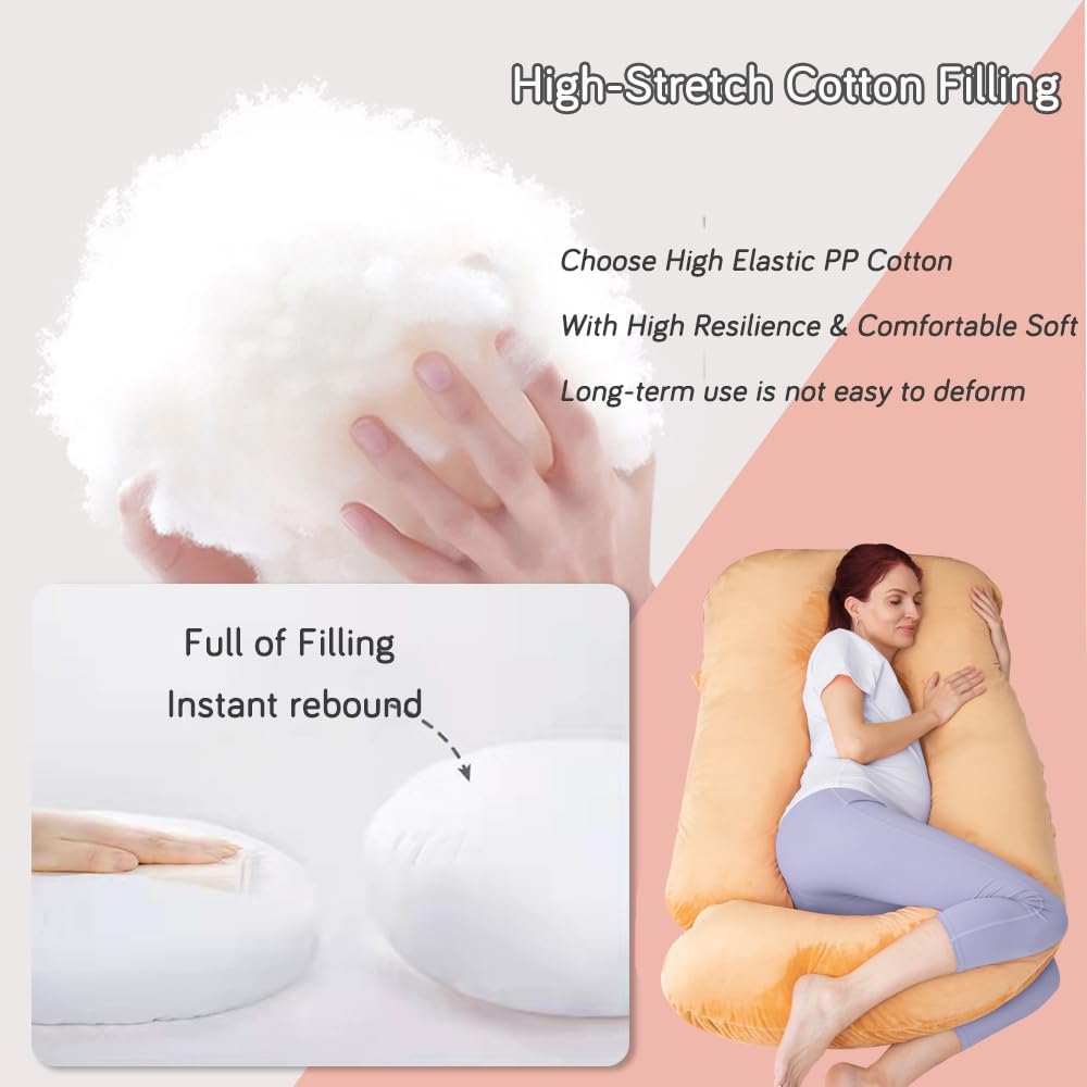 60 Inch Pregnancy Pillow for Sleeping, Extra Large U Shaped Body Pillow, Maternity Pillow for Pregnant Women (Brown)