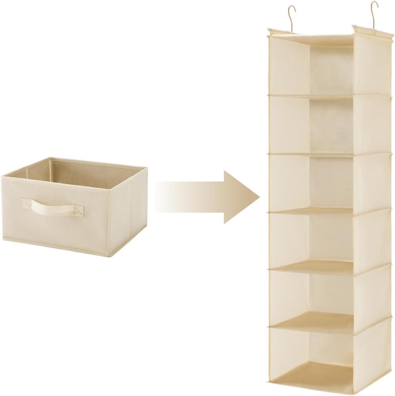 Hanging Shelf Closet Storage Organizer Removable Drawers ，Hanging Storage Organizer Hanging Sweater 2 Sock Underwear Drawers for Closet, Bedroom, Beige