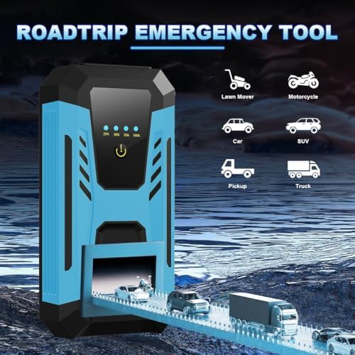 12v Jump Starter for 10.0L Gas/8.0L Diesel, 6000A Peak Car Battery Jumper Starter Portable, IP66 Waterproof Jump Box with Emergency Light and Storage Case