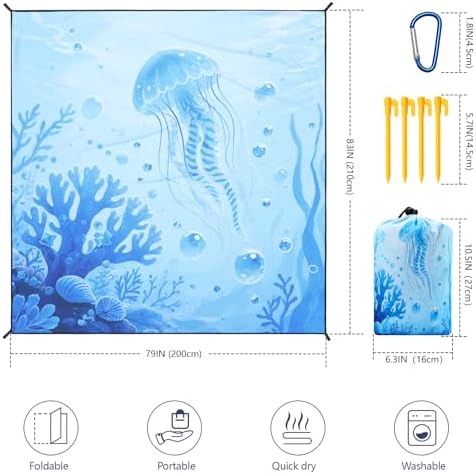 WIWIGO Beach Blanket Waterproof Sandproof Beach Mat 79" X 83"/10'x9'for 2-8 Adults Quick Drying Outdoor Picnic Mat Beach Accessories for Travel, Camping, Hiking