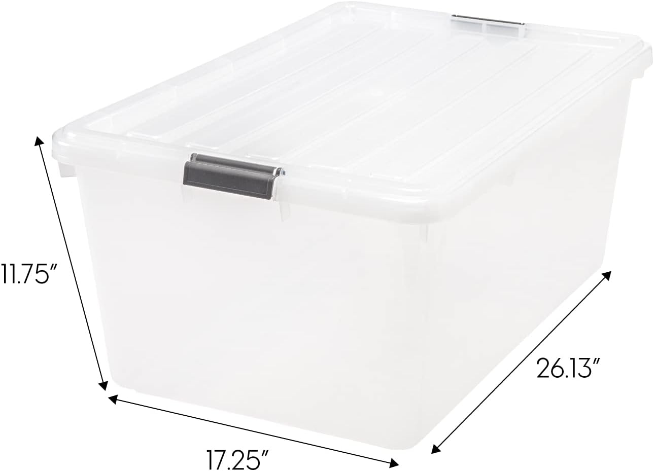 IRIS USA 68 Quart / 17 Gal. Stackable Plastic Storage Bins with Lids and Latch Buckles, 5 Pack - Pearl, Large Containers for Home and Office Ultra Organization, Durable Nestable Tote Box Tub
