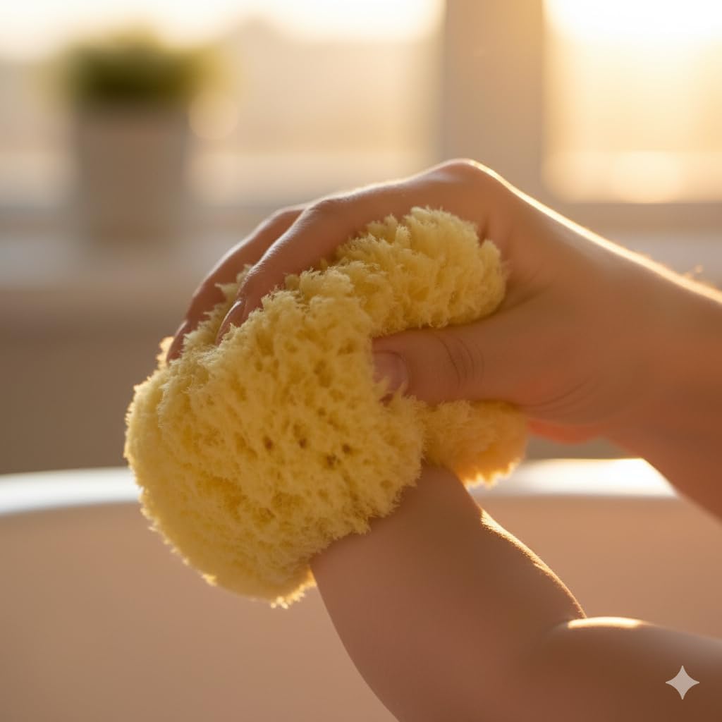 Sea Sponge for Bathing 5 inch-Softly Rough but Not Skin Irritating – Yellow, Natural Bath Sponge-Renewable Resource – Natural Sponge for Body and Shower-Lathers & Washes Really Well