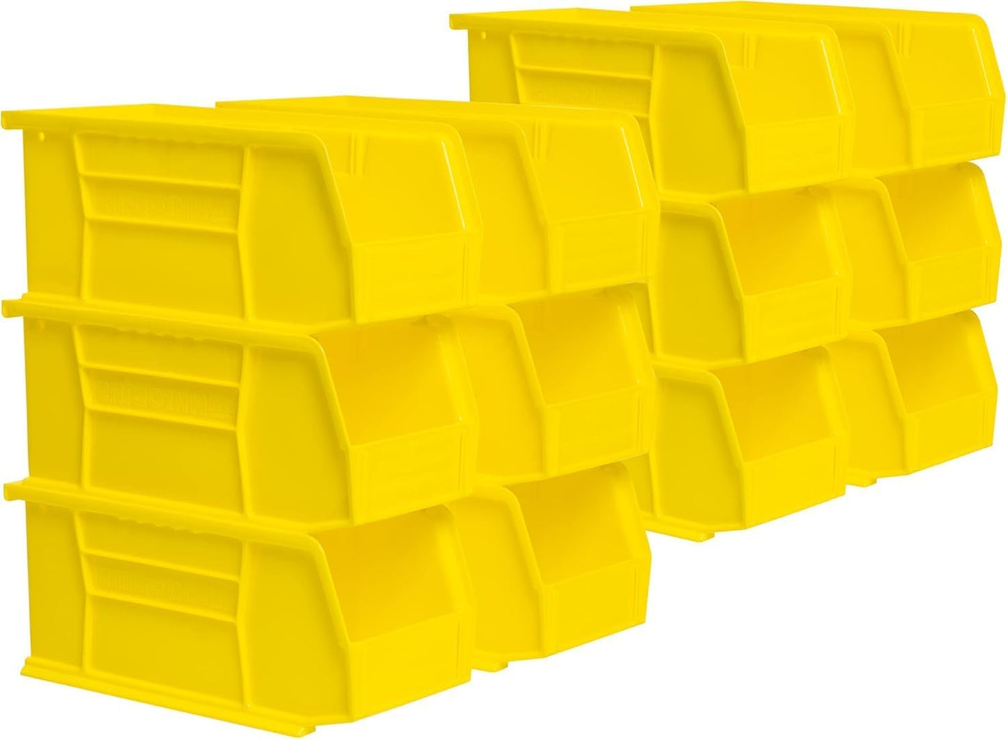 Akro-Mils 30230 AkroBins Plastic Storage Bins, 11"x5"x5", Yellow, 12-Pack | Space-Saving Stackable Bins for Garage, Pantry, Craft Organization