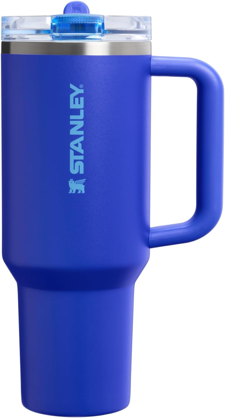 STANLEY Quencher ProTour Flip Straw Tumbler with Leakproof Lid 40 oz | Built-In Straw & Handle | Cupholder Compatible for Travel | Insulated Stainless Steel Cup | BPA-Free | Cobalt