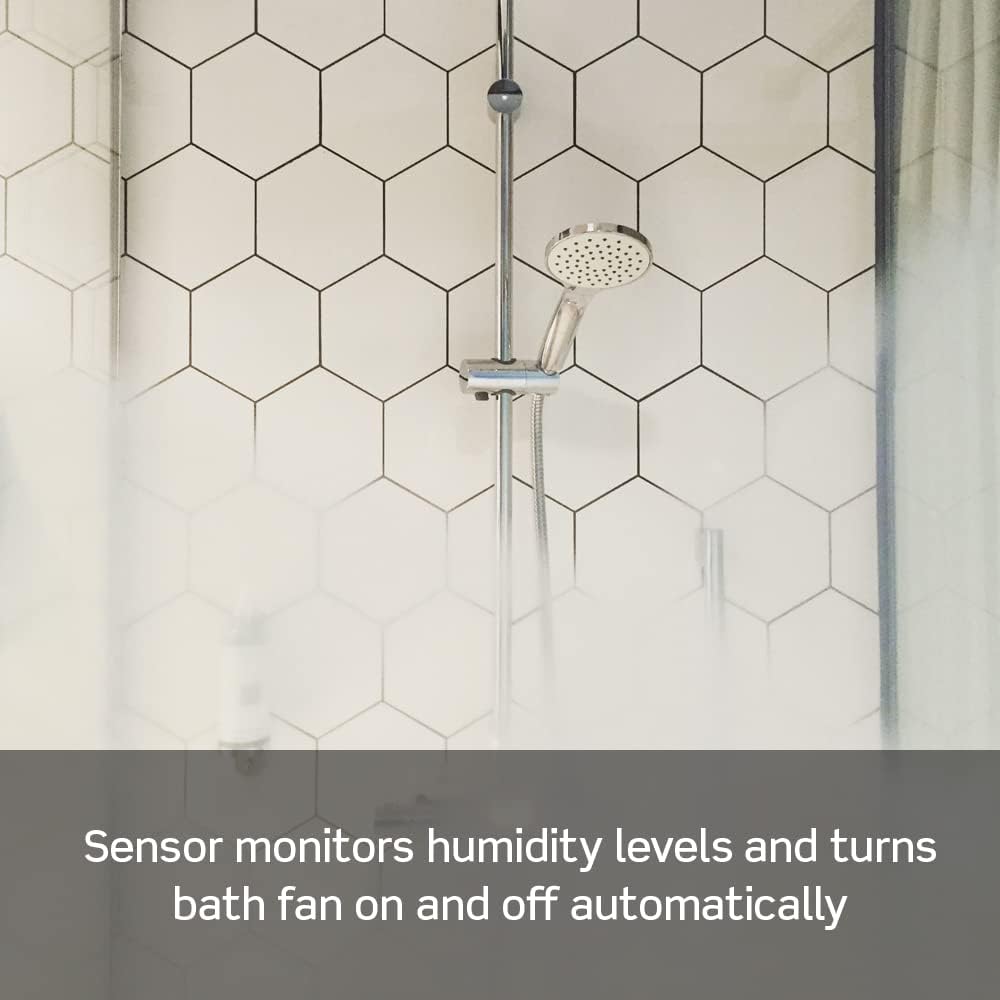 Leviton Dual Combination Humidity Sensor with Separate Light Switch, Automate Bathroom Exhaust Fan, Air Circulation, Moisture Control, Single Pole/Single Pole, ¼ HP, DHD05-1LW, White