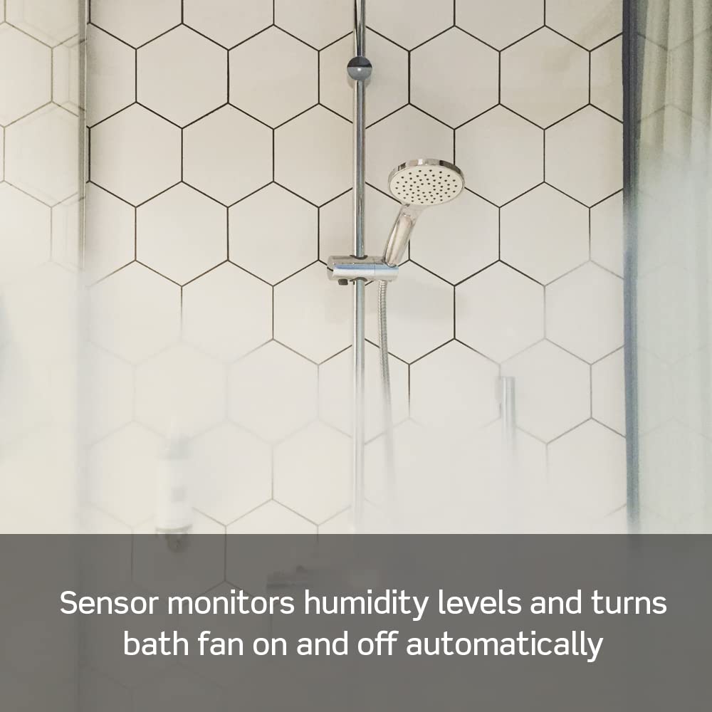Leviton Humidity Sensor Switch for Bathroom Exhaust Fan, Automate Ventilation, Air Circulation, Moisture Control, ¼ HP, Single Pole, DHS05-1LT, Light Almond
