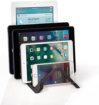 Prosumer's Choice Universal Charging Rack Organizer - Multi Device Stand Holds 5 Tablets or Smartphones - Desktop Tablet Holder and Storage Station - Compact Tech Organizer Dock for Home or Office