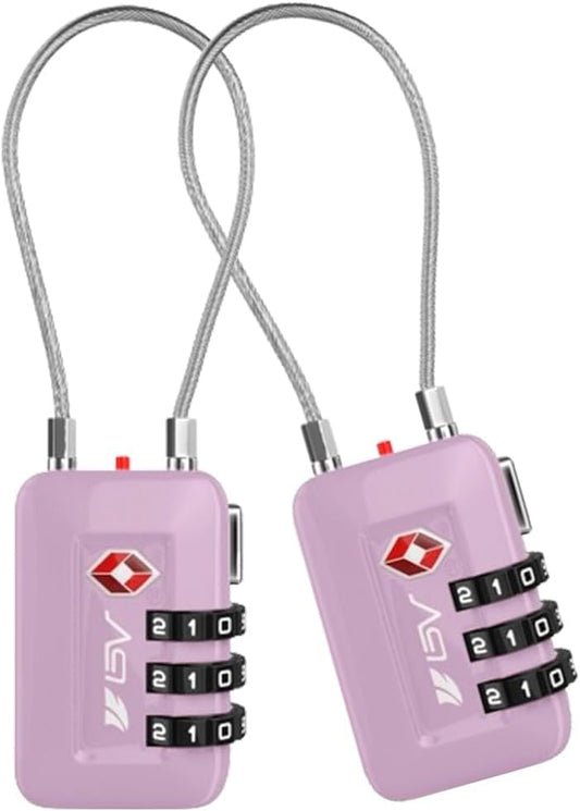 TSA Accepted Luggage Travel Lock, Set-Your-Own Combination Lock for School Gym Locker, Luggage Suitcase Baggage Locks, Filing Cabinets, Toolbox, Case (Purple, 2 Pack)
