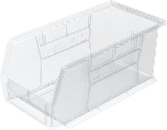 Akro-Mils 30230 AkroBins Plastic Storage Bins, Space-Saving Stackable Bins for Garage, Pantry, Craft Organization, 11" x 5" x 5", Clear, 12-Pack