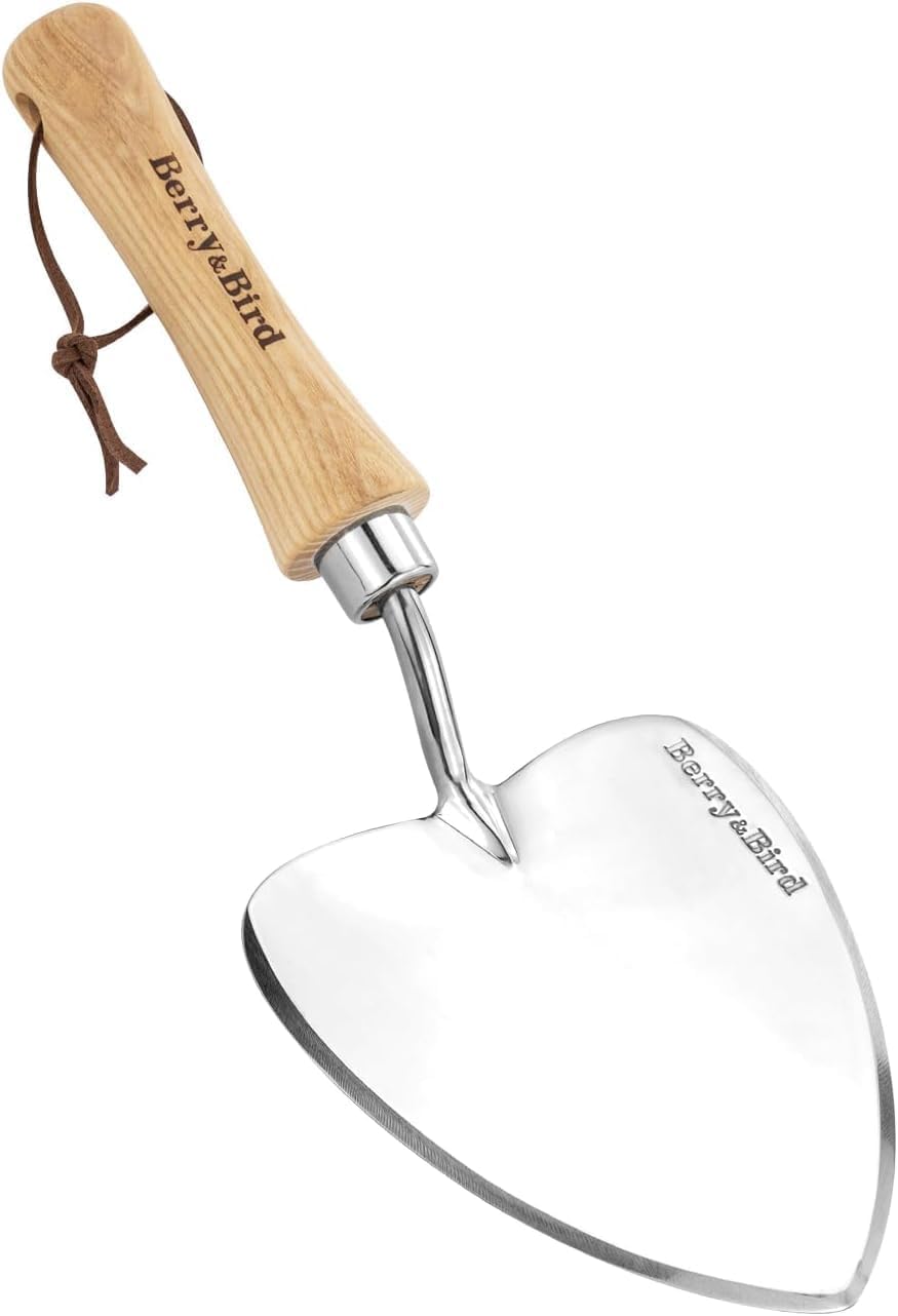 Berry&Bird Perennial Spade, 21.6''Long Trowel for Gardening Root Cutting Tool with Sharp Stainless Steel Blade, Wooden Handle Small Shovel Hand Edger Garden Tool for Planting, Digging & Transplanting