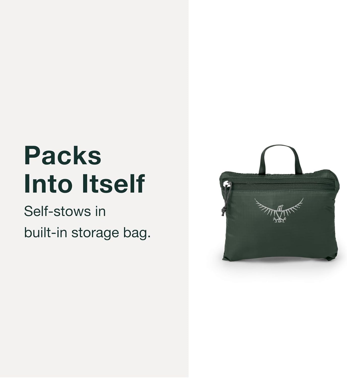Osprey Ultralight Collapsible Stuff Pack - Lightweight, Packable Travel Backpack — Extra Bag For Travel and Every Day — 18 L Capacity Daypack to Expand Luggage, Tundra Green
