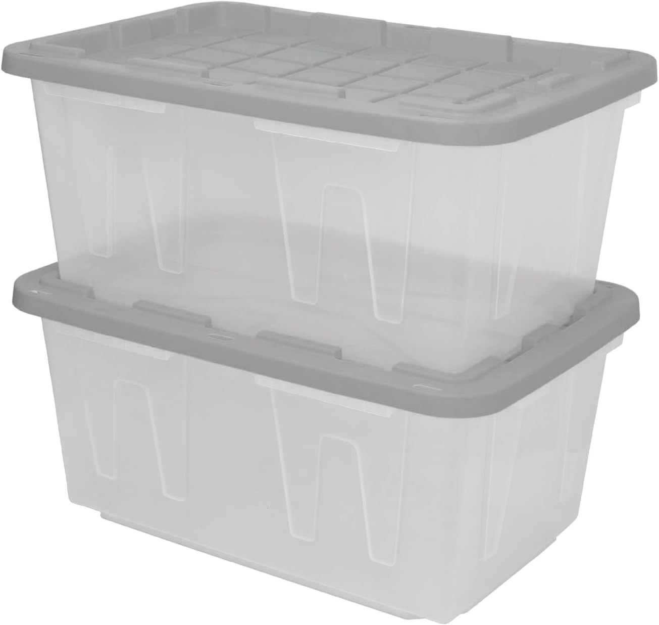 CX 27-Gallon Heavy Duty Clear Stackable Storage Bins with Lids, 2 Pack