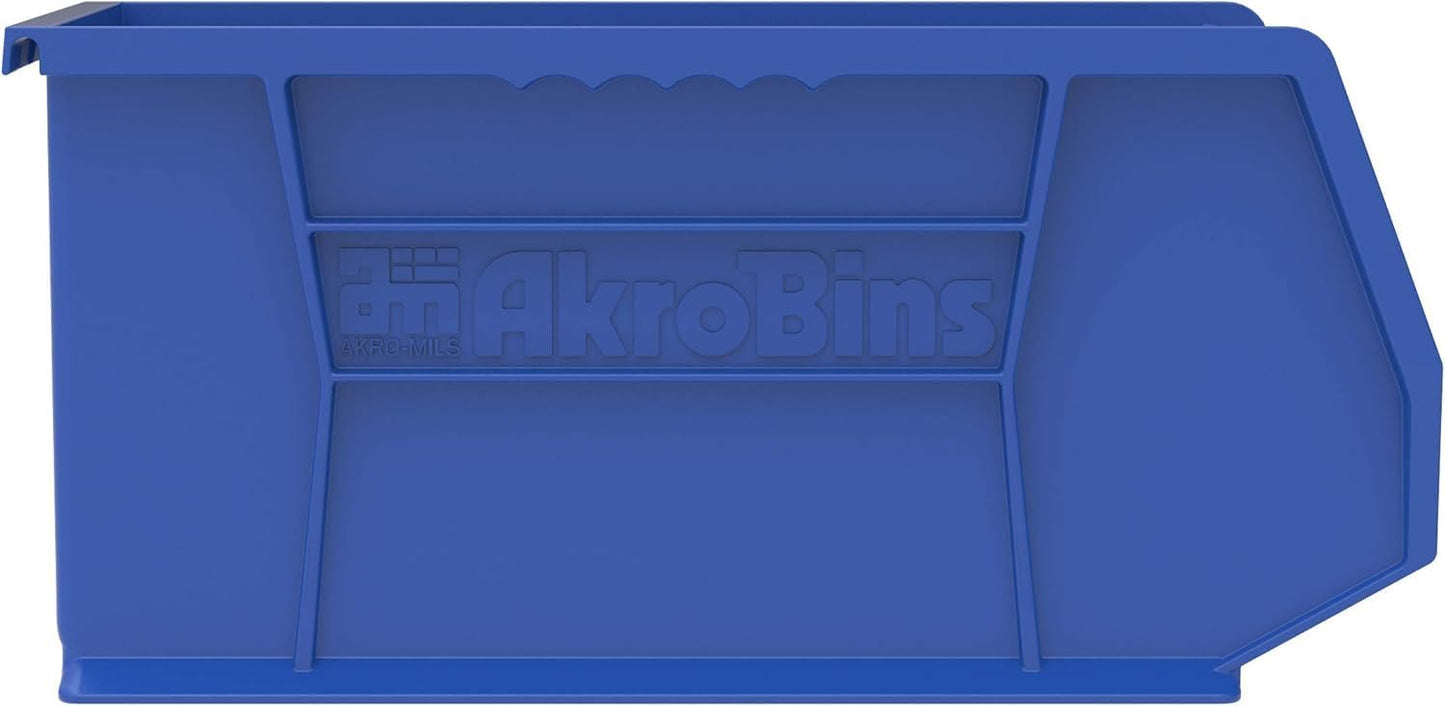 Akro-Mils 30240 AkroBins Plastic Storage Bins, 15"x8"x7", Blue, 12-Pack | Space-Saving Stackable Bins for Garage, Pantry, Craft Organization
