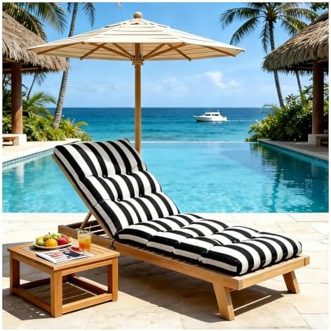 Outdoor Lounge Chair Cushions, 74.4 x 22 x 4.7 Inches Waterproof Fade Resistant Patio Cushion for Chaise Lounger
