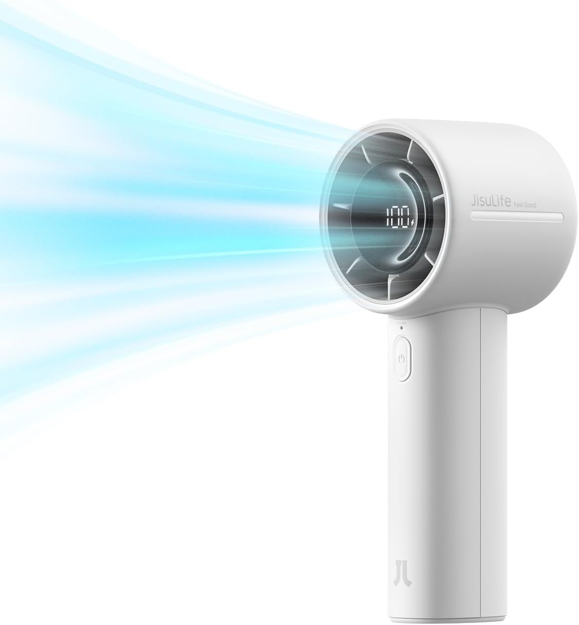 JISULIFE Handheld Turbo Fan Life10S – 5000mAh Rechargeable Portable Fan, 28H Runtime 5-Speed Powerful Airflow, Mini Quiet Hand Fan for Travel, Camping, Beach, Sports, Concerts, Men & Women (Gray)