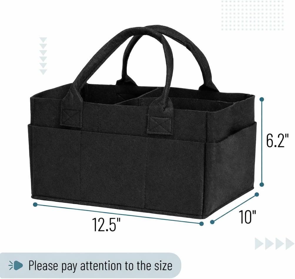 Mr. Pen- Baby Diaper Caddy Organizer, Black, Medium, Nursery Storage Bin and Car Organizer for Diapers and Baby Wipes