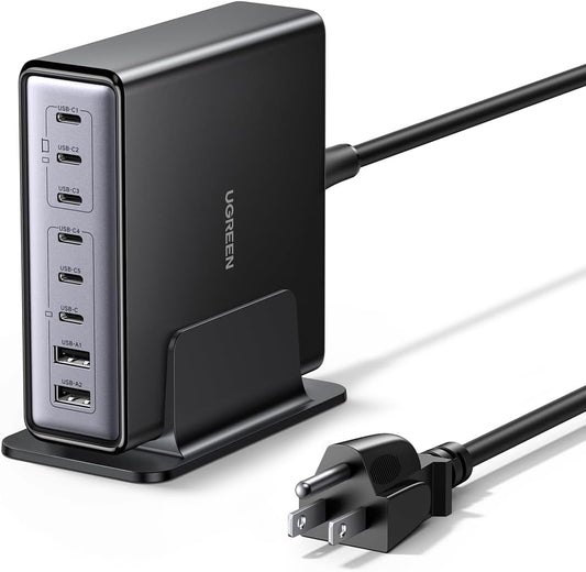 UGREEN Nexode 200W GaN USB C Charging Station, 8-Port Desktop Charger with PD 100W for MacBook Pro 16"/Air, Dell XPS, iPad Pro, iPhone 17/16/15, Galaxy S25/S24, Pixel 10/9