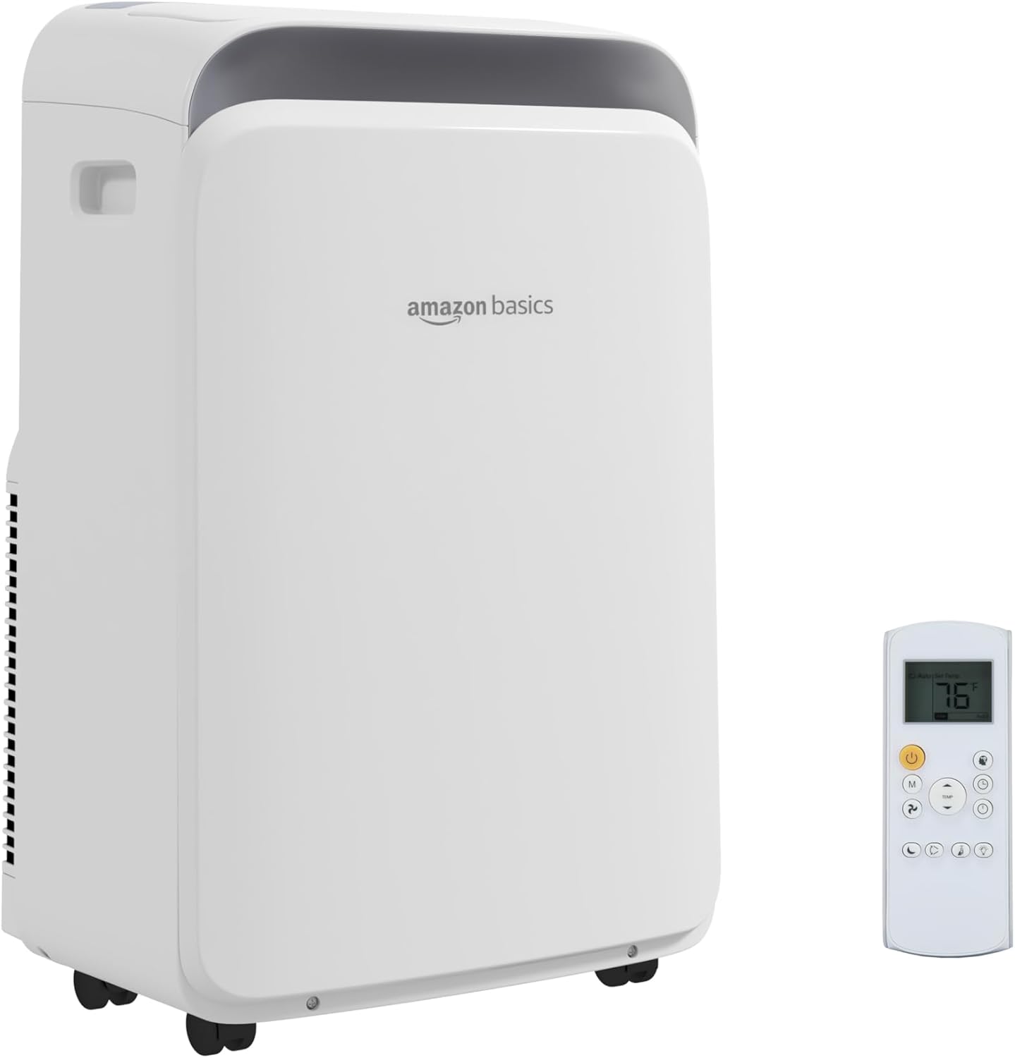 Amazon Basics 4-In-1 Portable Air Conditioner with Remote, Timer, Sleep Mode, Auto Swing, Cool/Heat/Dry/Fan-Only Functions, 13500 BTU (ASHRAE), Cools Up to 550 Sqf, Energy Saving, White