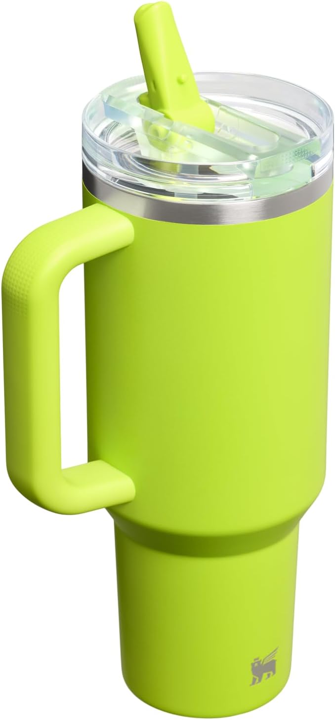 STANLEY Quencher ProTour Flip Straw Tumbler with Leakproof Lid 40 oz | Built-In Straw & Handle | Cupholder Compatible for Travel | Insulated Stainless Steel Cup | BPA-Free | Chartreuse