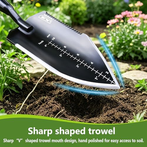 Heavy Duty Stainless Steel Garden Trowel, Non Slip Rubber Hand Shovel