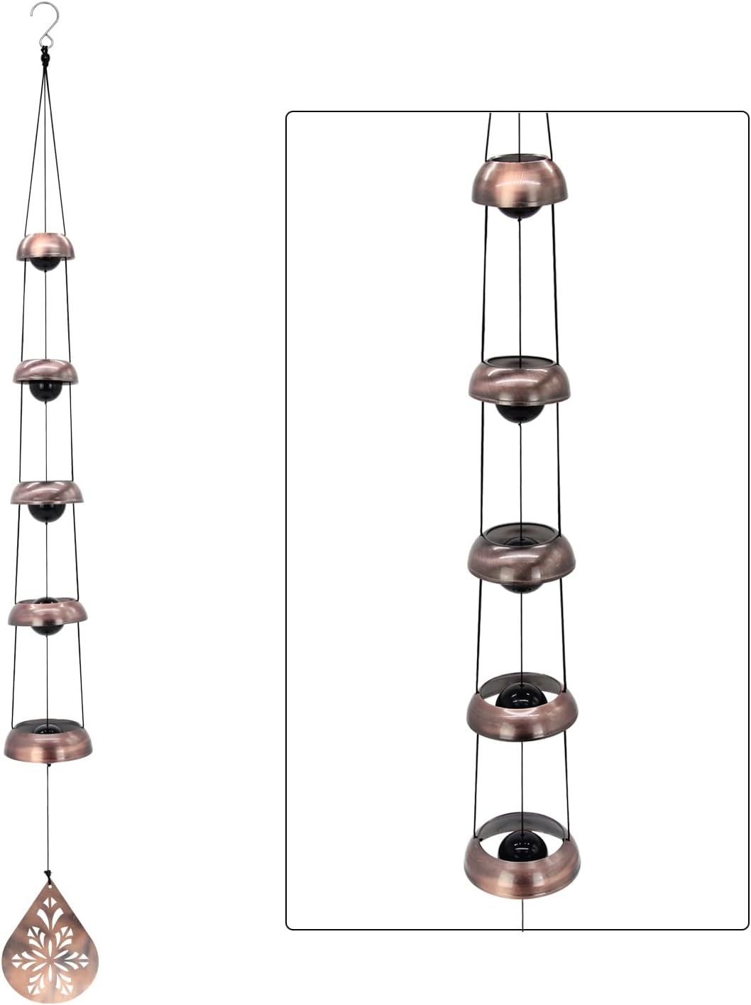 Tree of Life Bell Wind Chimes for Outside, Red Copper Temple