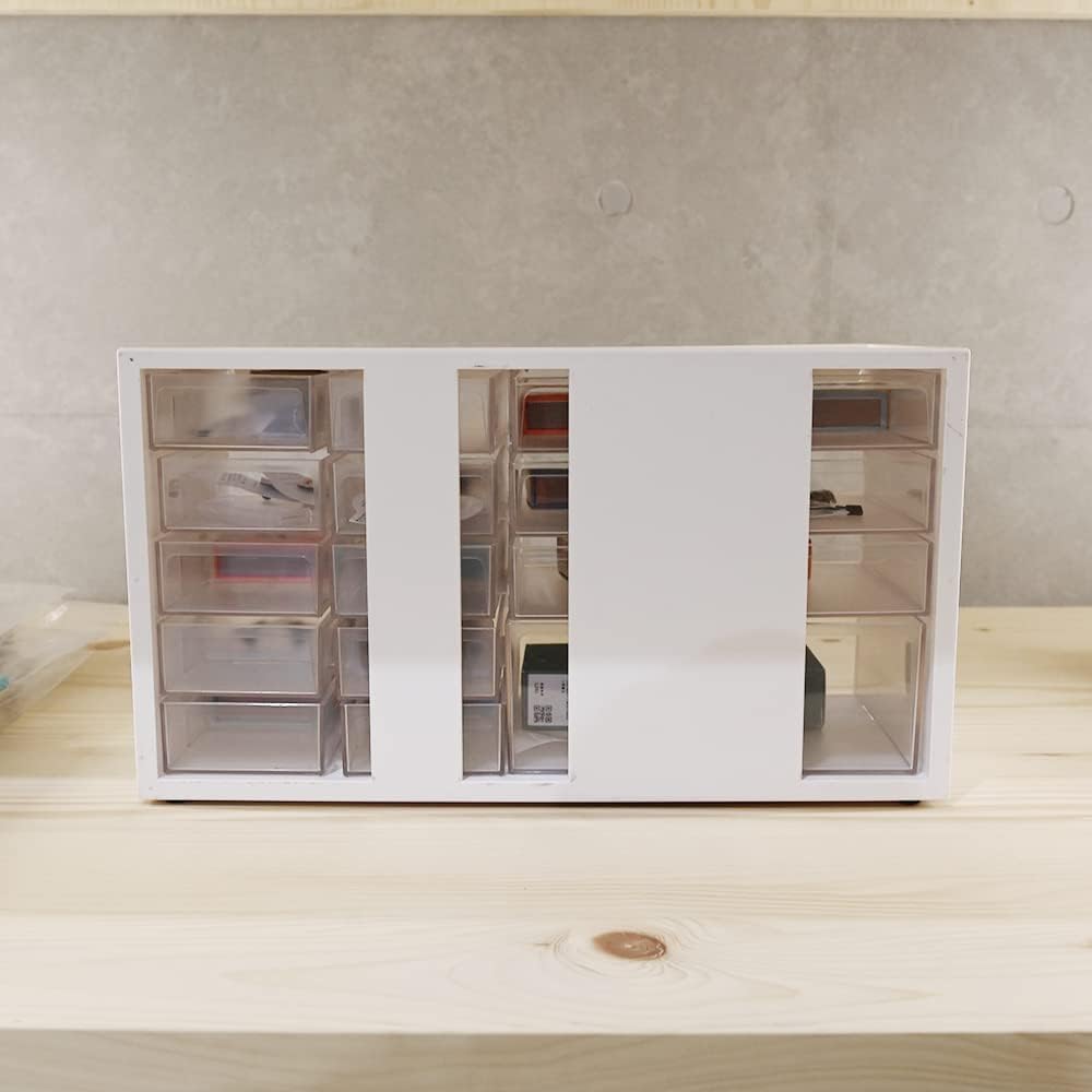 livinbox Desk organizer with 14 Drawers, Stackable storage cabinet for Arts Crafts Sewing Manicure Supply Medicine Vitamin White A9-1310-WT