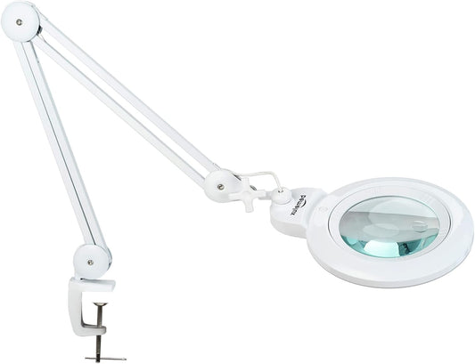 Bifocal Magnifying Lamp with Clamp, 5D with 20D, White