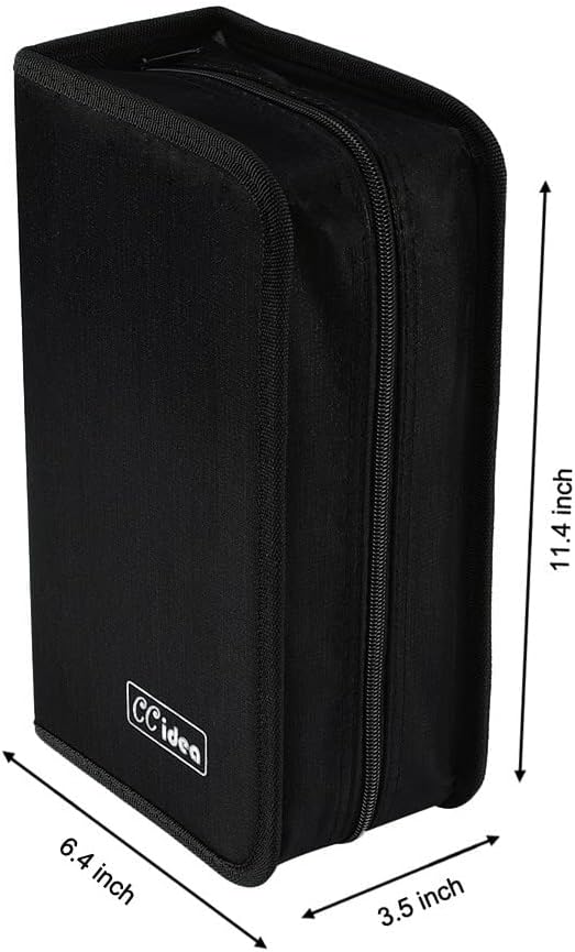 CCidea CD Case DVD Storage Holder, 128 Capacity DVD Cases Organizer CD Plastic Protective Carrying Binder,Portable Cd Wallet for Home Travel (Black)