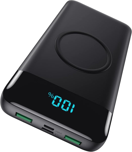 Wireless Portable Charger 30800mAh,15W Wireless Charging 25W PD QC4.0 Fast Charging USB-C Power Bank, 4 Output Travel Essential External Battery Pack Compatible with iPhone 17/16/15/14,Galaxy,Android