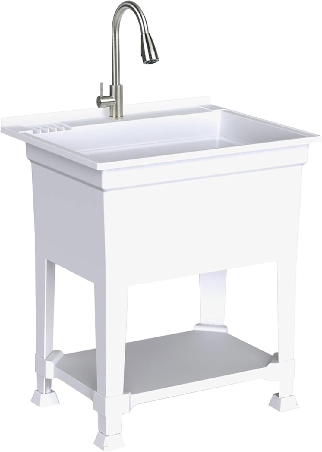 UTILITYSINKS Freestanding Utility Sink for Laundry Room & Garage, 30" x 24", White