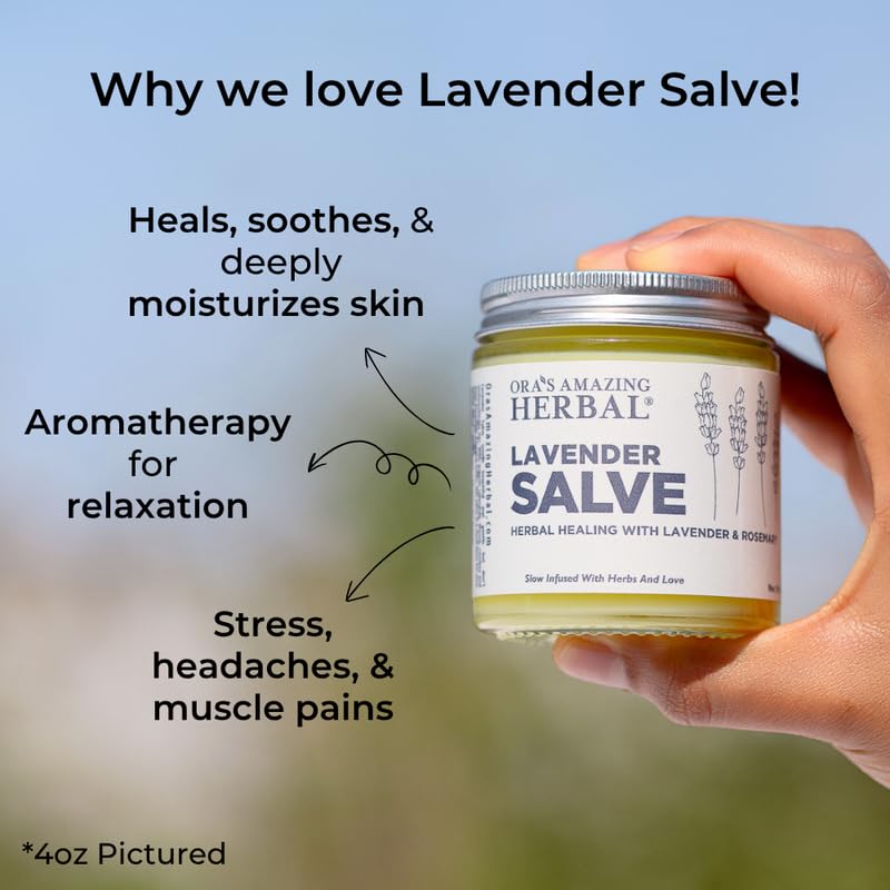 Ora's Herbal Lavender Salve, Lavender Oil Calming Massage Balm for Skin 4oz