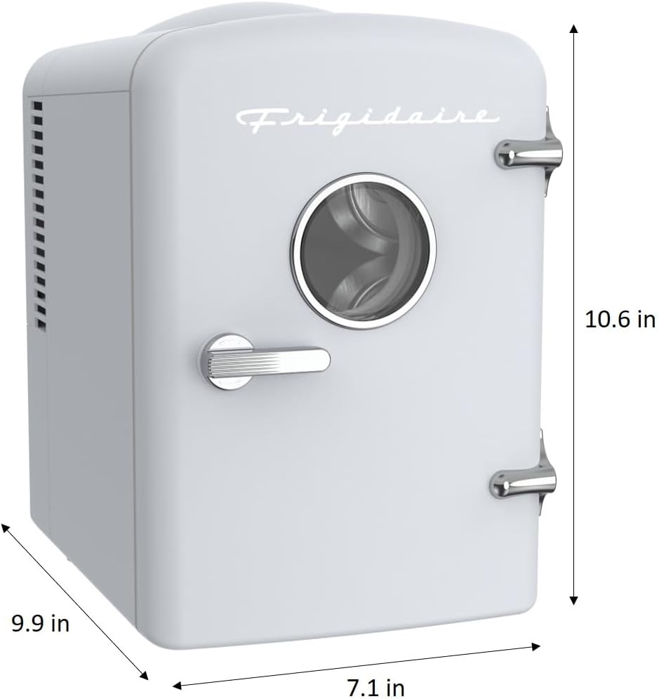 Frigidaire EFMIS171 Retro Mini Portable Personal Fridge - Ideal for Home, Office or Dorm - Includes Carrying Handle, AC/DC Wall/Car Charger (White)
