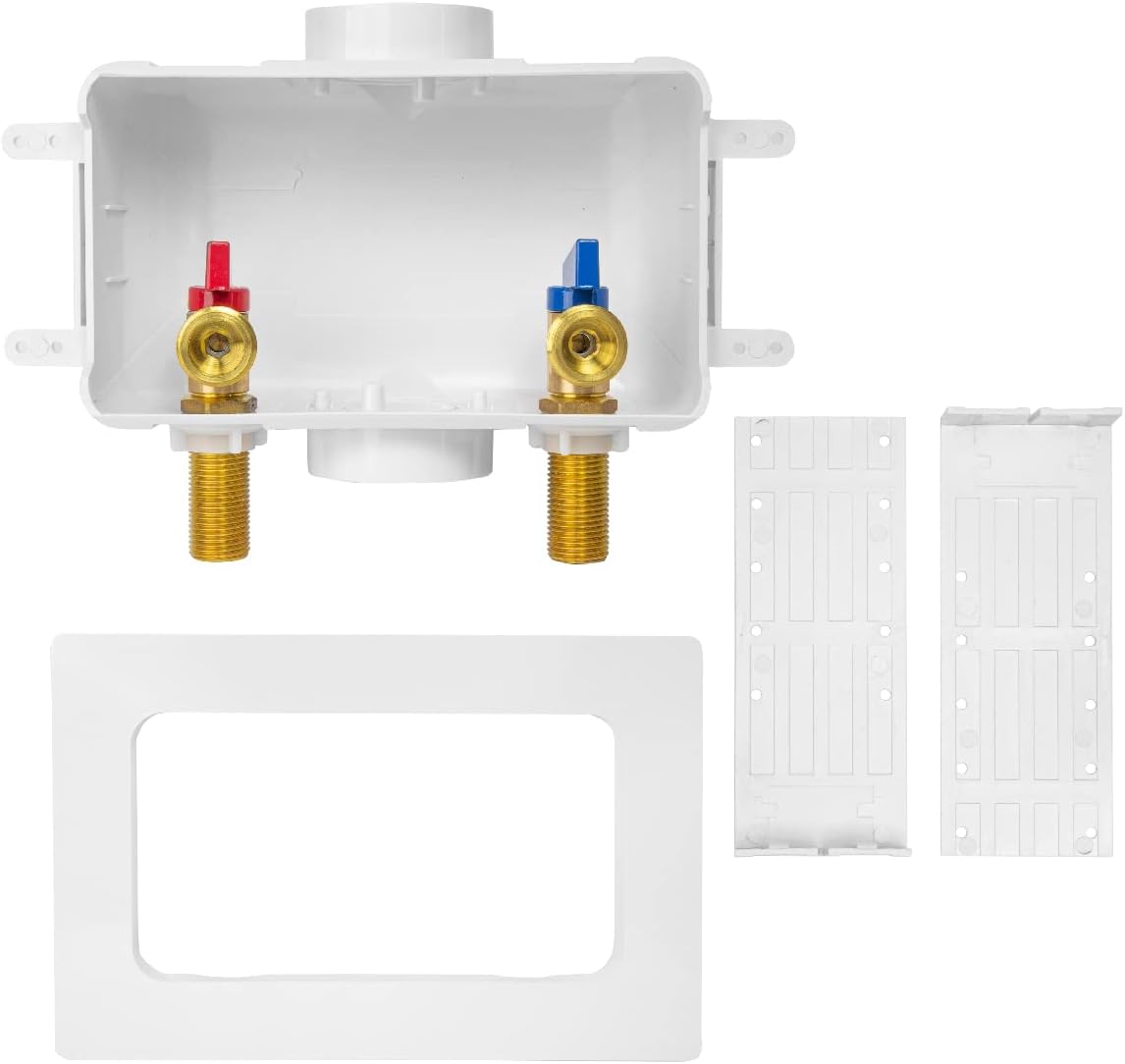 EFIELD Premium Washing Machine (Laundry) Outlet Box with Center Drain, 1/2 inch Sweat MIP x 3/4 inch MHT Connection, White (Standard),(WM029)