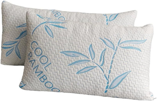 2 Pack King Size Pillows for Sleeping, Cooling Shredded Memory Foam Adjustable Bed Pillow with, Removable/Washable Cover (King 2 Pack)