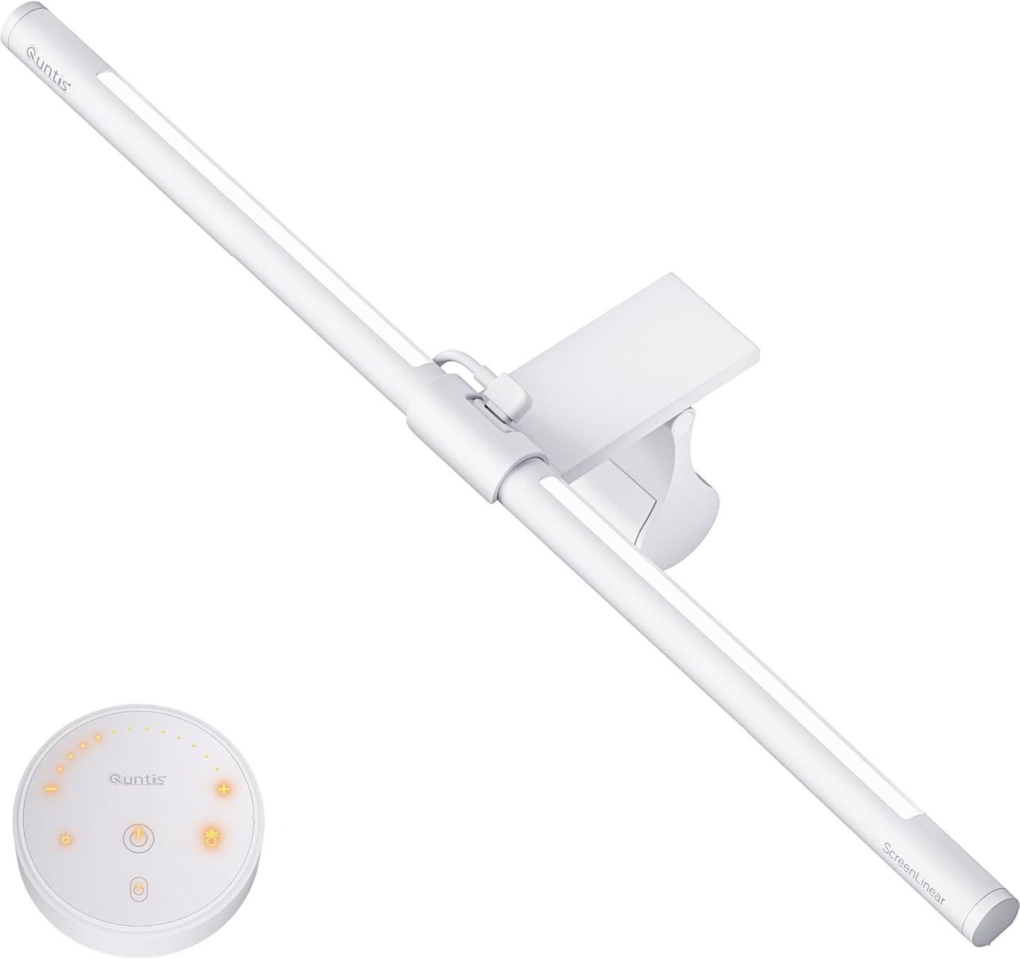 Quntis Monitor Light Bar with Remote, Eye-Care No Glare, Space Saving Home Office Desk Lamp, White, Stepless Dimming, Easy Setup LED Computer Light Backlight for Curved Gaming Monitors Reading Study