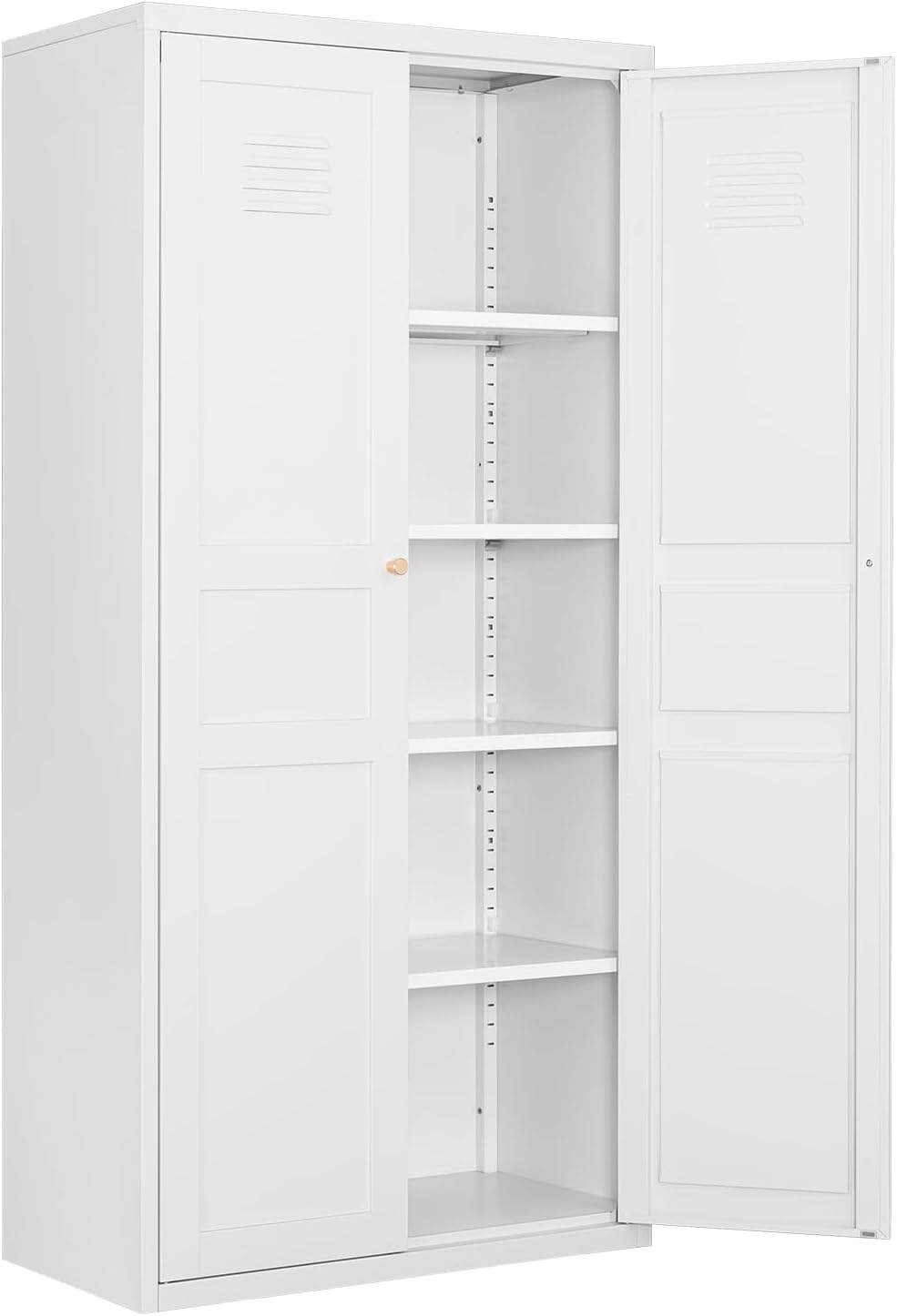 Fesbos Metal Storage Cabinet-71” Tall Steel File Cabinets with Doors and 5 Adjustable Shelves-White Steel Storage Cabinet for Home,Kitchen, School, Office, Garage