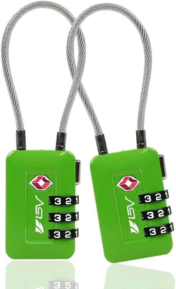 TSA Accpeted Luggage Travel Lock, Set-Your-Own Combination Lock for School Gym, Golf Bag, Locker, Luggage Suitcase Baggage Locks, Filing Cabinets, Toolbox, Case (Green, 2 Pack)
