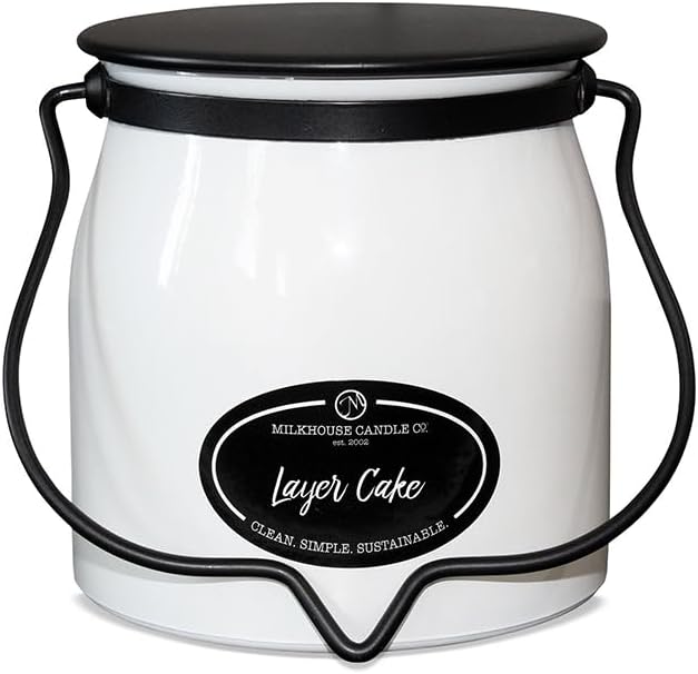 Milkhouse Layer Cake Scented Soy Candle, 16 oz Butter Jar, 65+ Hr Burn