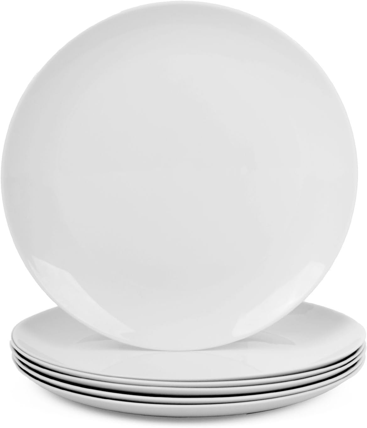 LaGlint 8.5 Inch Salad Plate Set of 6, White Opal Glass Round Plates