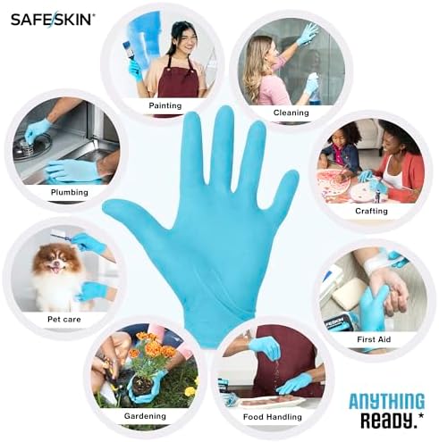 SAFESKIN Disposable Nitrile Gloves in POP-N-GO Pack (50 or 200 Count) Medium Duty, Powder-Free -Cleaning, Gardening, Crafts