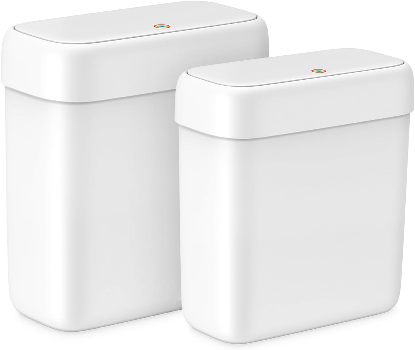 MOPALL Small Bathroom Trash Can with Lid, 2.6 Gallons / 10 L Slim Plastic Garbage Bin with Pop-Up Lid, Mini Waste Basket Can Dog Proof for Kitchen, Bedroom, Office, Laundry, Toilet, Rv, White