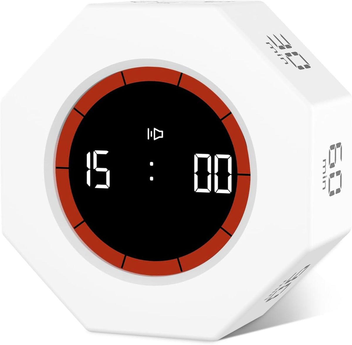 GuDoQi Digital Productivity Timer, Octagon Rotating Pomodoro Timers with Gravity-sensor, 1-3-5-15-30-60-90 Min Countdown, Portable Adjustable Sound Alert Multi Desk Timer or Study Task, Kitchen, Black