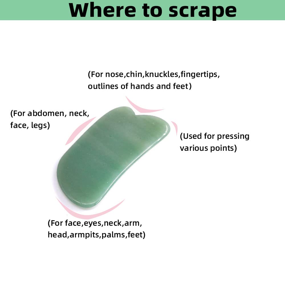 Facial Gua Sha Tool for Chin Massage Tool Natural Jade Stone Gua Sha Board for Face SPA Acupuncture Therapy Trigger Point Treatment
