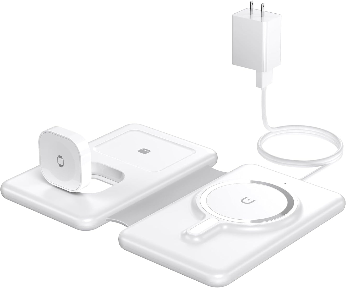 Magnetic Wireless Charger for iPhone: 3 in 1 Travel Charging Station for Apple Devices for iPhone 17 Air 16 15 14 13 12 Pro Max Plus - Foldable Charging Pad for Apple Watch Series & Airpods 4 3 2 Pro