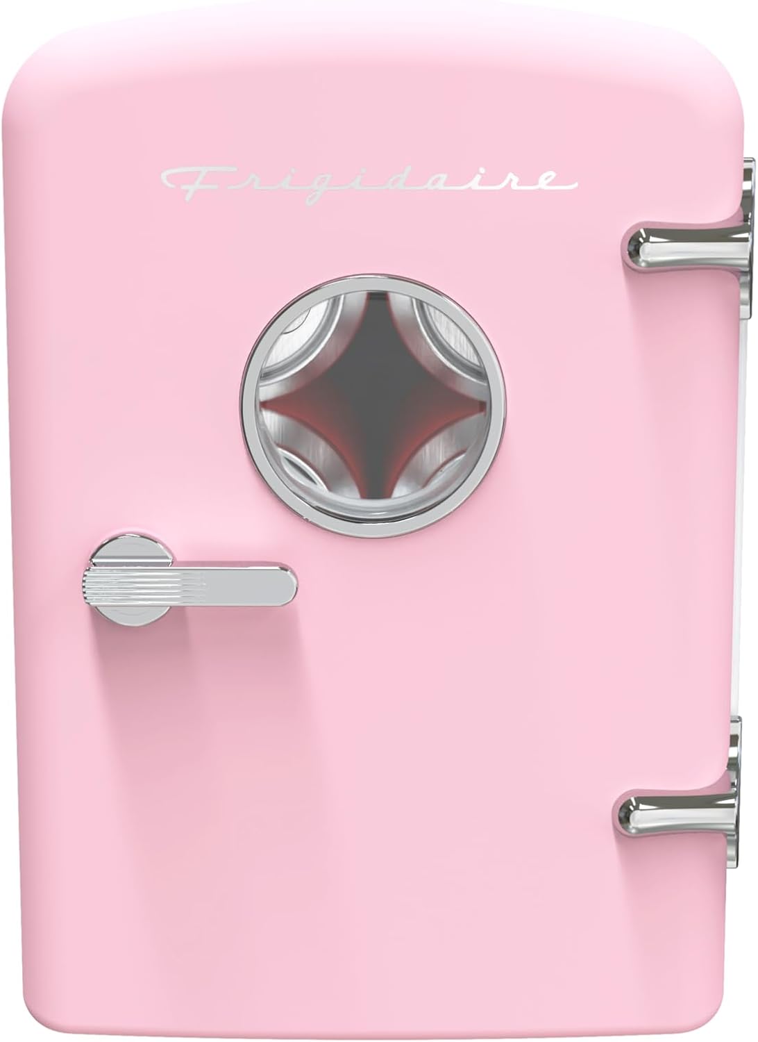 Frigidaire Retro 9-Can Mini Personal Fridge Portable Cooler for Car, Office, Bedroom, Dorm Room, or Cabin, 11.8" D x 7.1" W x 10.1" H, PINK