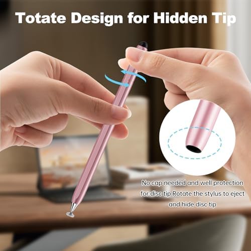 Stylus Pen for Touchscreen, 2 in 1 Stylus for Apple iPhone iPad Pro Android Tablets Chromebook All Universal Touch Screens (Rose Gold/Silver)