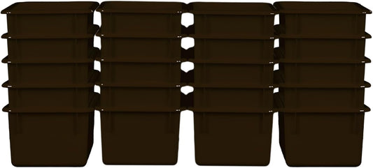 Wood Designs Cubby Storage Bin, Heavy Duty Plastic Containers for Kids Brown Cubby Tray Set of 20