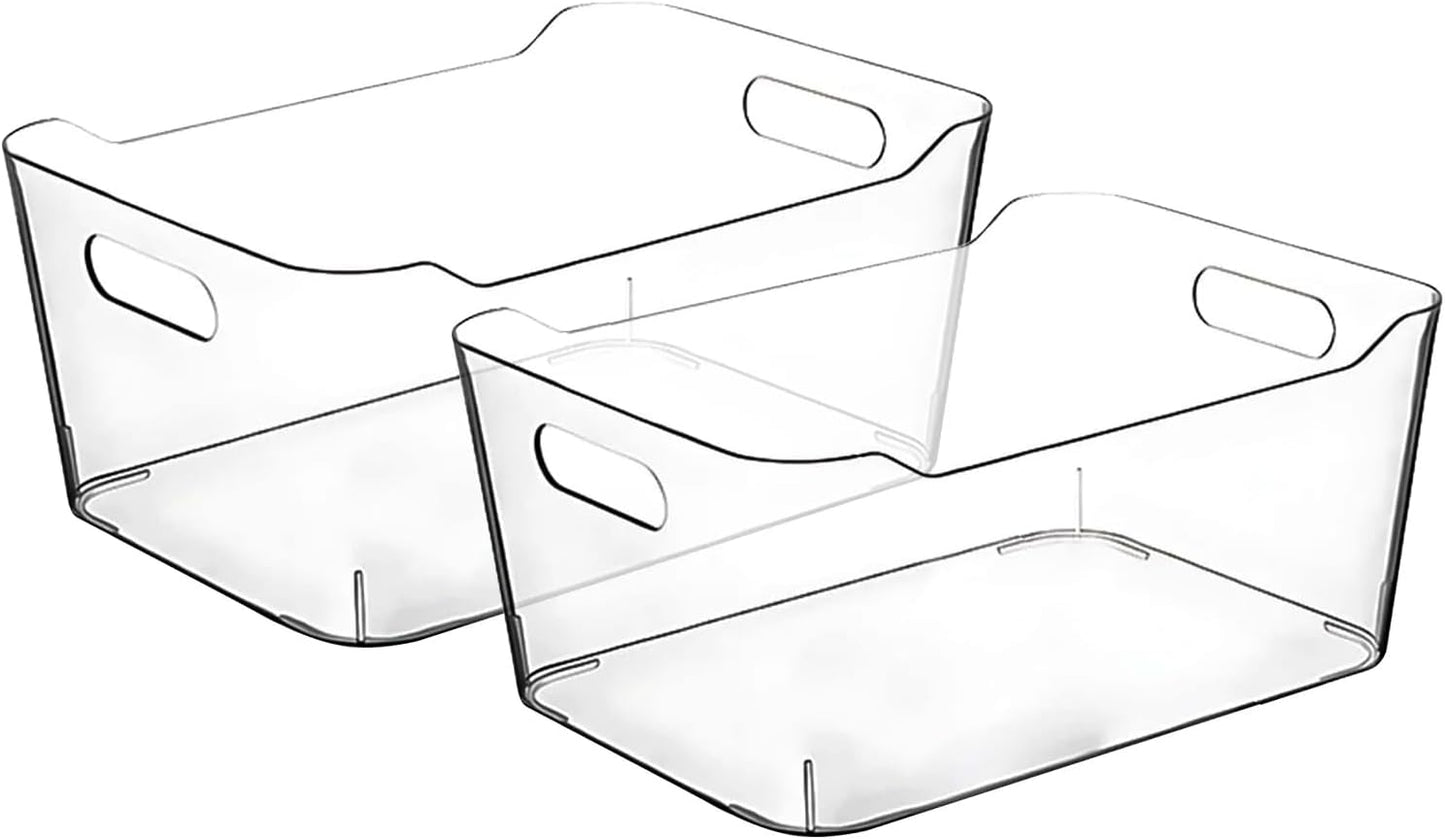 Clear Extra Large Plastic Storage Bins, Pantry Organizers and Storage Containers Fridge Organizer Bins for Organizing Home, Kitchen Organization. Bathroom, Refrigerator, Freezer, Laundry Room
