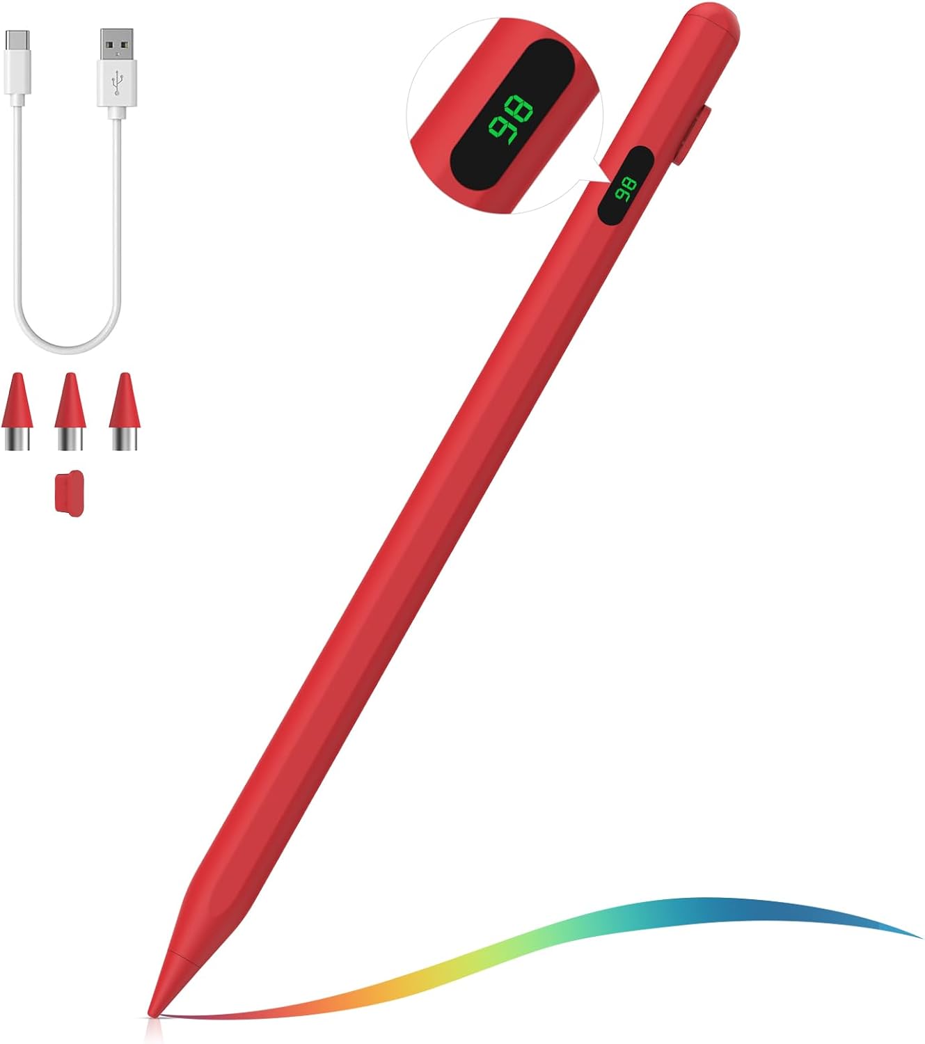 MoKo Stylus Pen for Touch Screen, Active Universal Stylus Pen Compatible with iPad/iPhone/Samsung/Tablet Devices and Other iOS/Android Smartphone, Tablet Pen with Power Display, Black